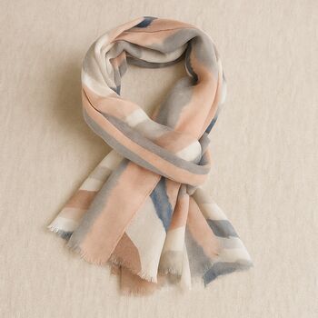 Pink Abstract Stripes Print Scarf, 2 of 5