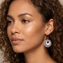 Cream And Navy Geometric Circular Earrings • Gold Plated Sterling Silver Hooks, thumbnail 2 of 8