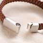 Men's Stainless Steel Braided Leather Bracelet In Brown, thumbnail 2 of 2