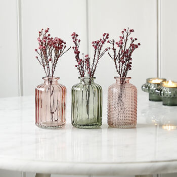 Little Lined Coloured Glass Bottle Vase Collection, 3 of 7