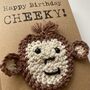 Cheeky Monkey Crochet Birthday Card Handmade, thumbnail 2 of 9