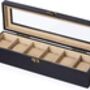 Six Slots Watch Box Case Organizer With Glass Lid, thumbnail 4 of 11