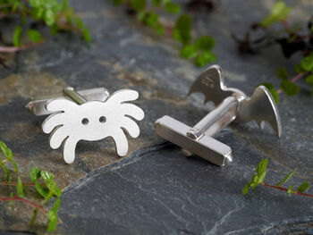 Sterling Silver Spider And Bat Cufflinks, 4 of 4