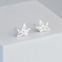 Sterling Silver Origami Crane Stud Earrings, thumbnail 1 of 6