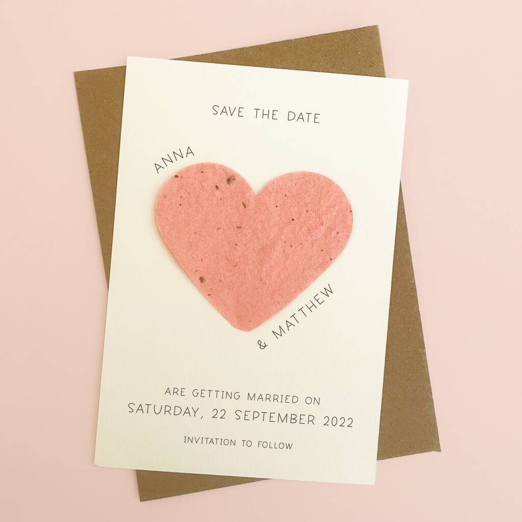 Plantable Heart Save The Date Cards