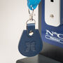 Recycled Bottles Keyring With Disabled Toilet Radar Key In Navy, thumbnail 3 of 4