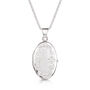 Italian Large Floral Oval Locket – Silver, thumbnail 1 of 5