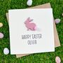 Personalised Happy Easter Pom Pom Bunny Rabbit Card, thumbnail 3 of 4