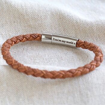 Men's Personalised Rough Braided Leather Bracelet, 8 of 12