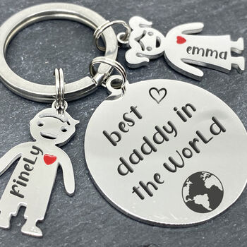 Personalised Round Keyring, Engraved Keychain, Best Daddy In The World, 3 of 9
