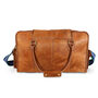 'Oxley' Men's Leather Weekend Holdall Bag In Tan, thumbnail 7 of 9