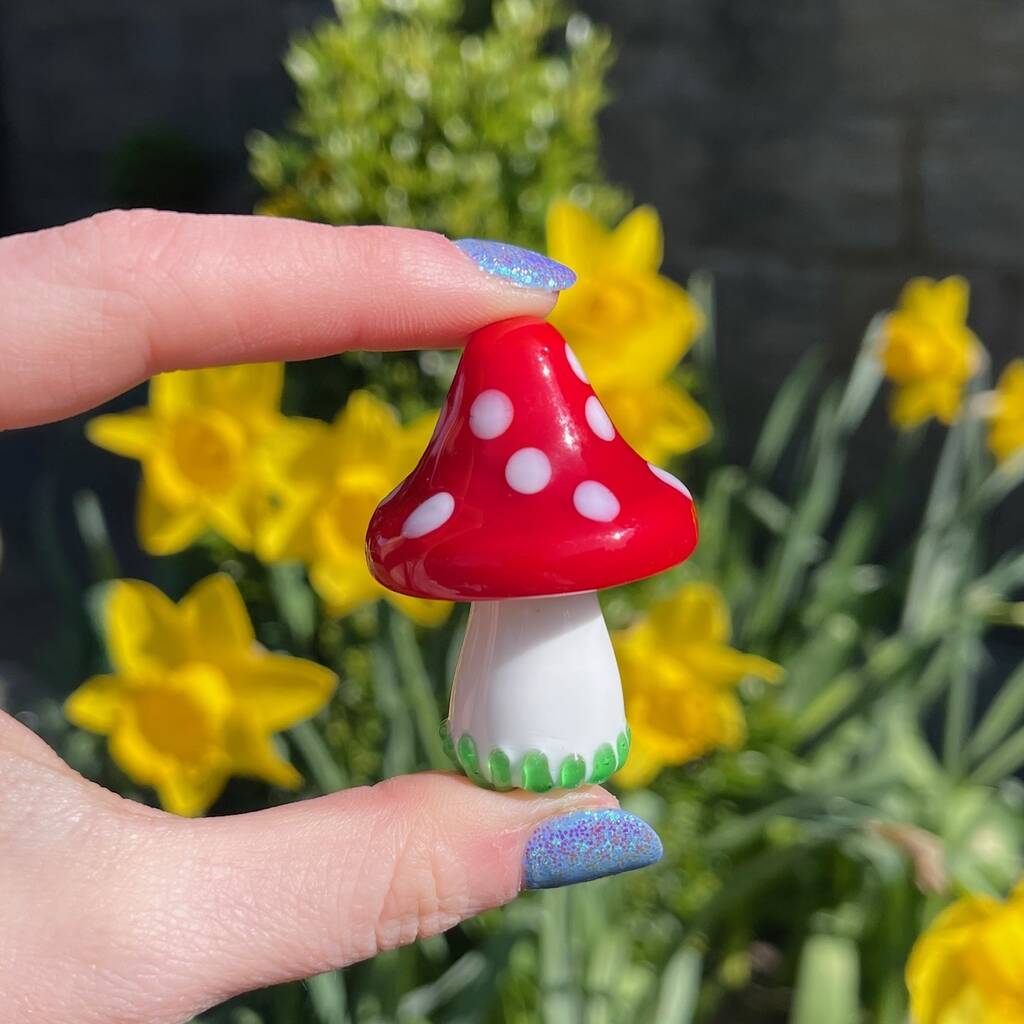 Hand Blown Glass Little Mushroom, 1 of 4