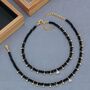Black Beaded Gold Dangle Slim Nazar Payal Anklet, thumbnail 2 of 3