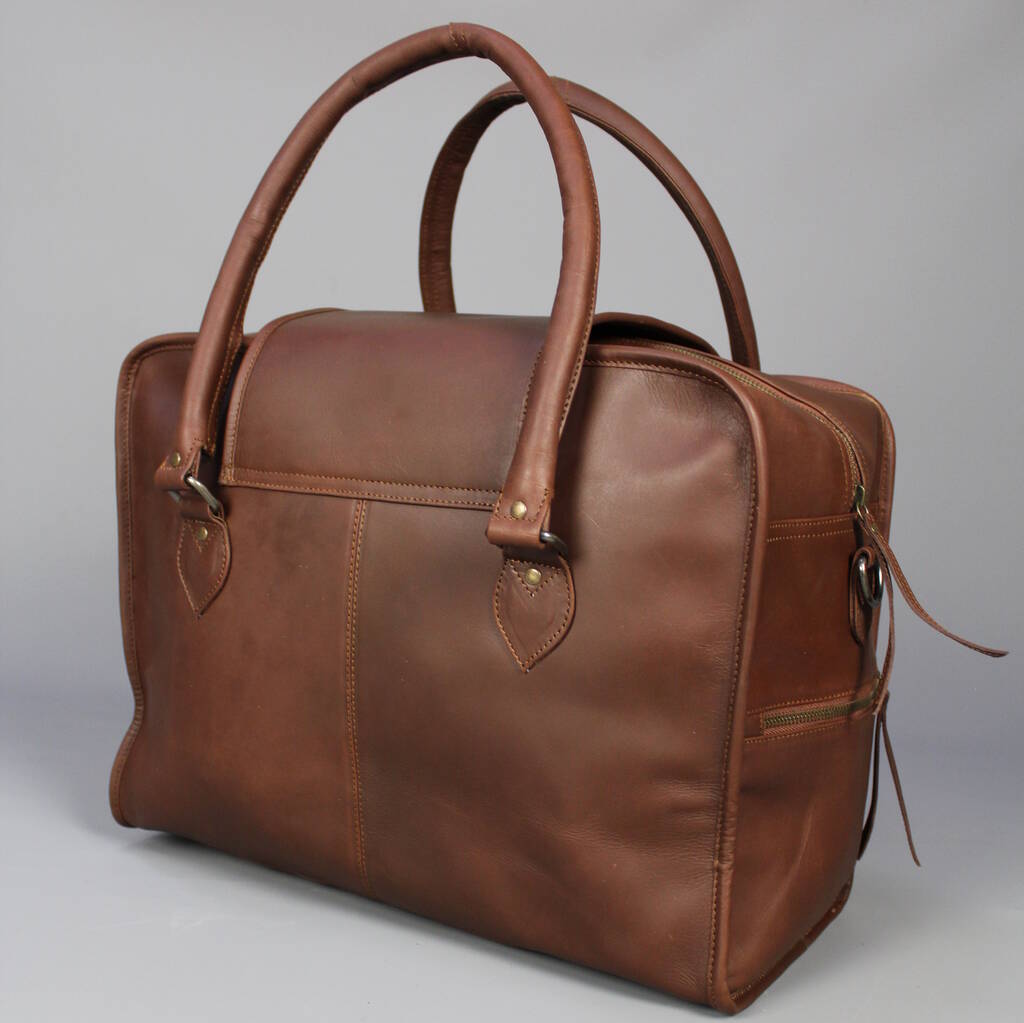 'Overnight' Extra Water Resistant Leather Overnight Bag By Vintage ...