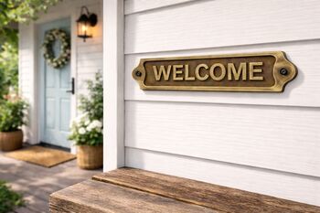 Custom Solid Brass Welcome Plaque With Antique Finish, 2 of 6