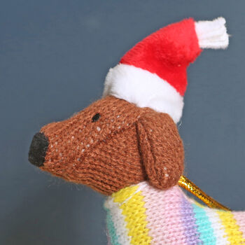 Dachshund In Pastel Jumper Christmas Tree Decoration, 2 of 4