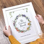 Family Birth Month Flower Wreath Print, thumbnail 1 of 3