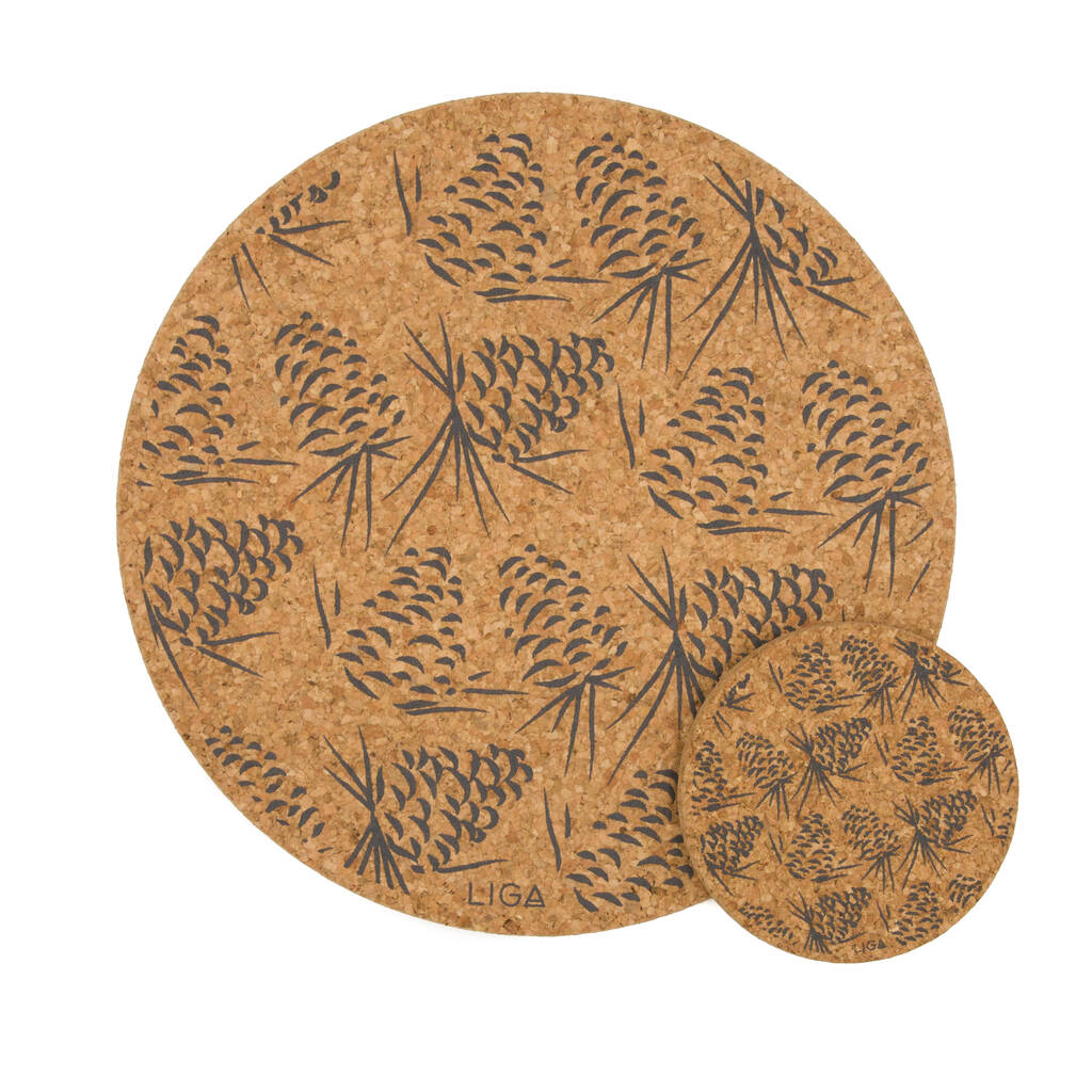 Pinecone Grey Cork Mats By Liga Notonthehighstreet Com   Original Splash Cork Mats 