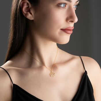 Sterling Silver Lotus Flower Necklace, 7 of 10