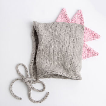 Baby Dinosaur Bonnet Easy Knitting Kit, 2 of 7