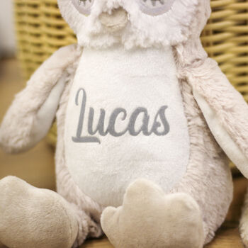 Personalised Owl Teddy Bear Toy Gift For Baby, 4 of 8