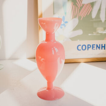 Aiko 70 S Vintage Style Pink Green Flower Vase, 3 of 6