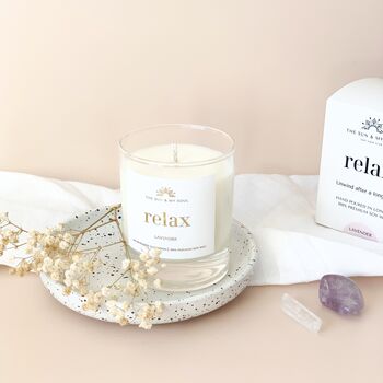 Relax Lavender Scented Luxury Soy Wax Candle Gift, 3 of 3