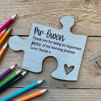 Personalised Thank You Teacher Jigsaw Piece Gift, 3 of 4