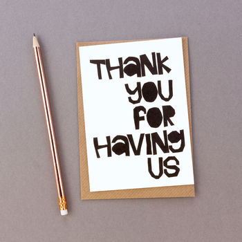 'thank You For Having Us' Thank You Hostess Card By Scissor Monkeys ...