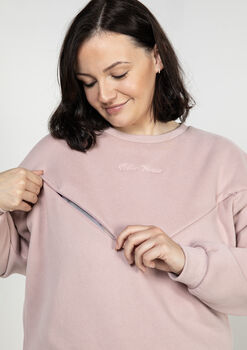 Women's Breastfeeding Pink Embroidered Sweatshirt, 3 of 4