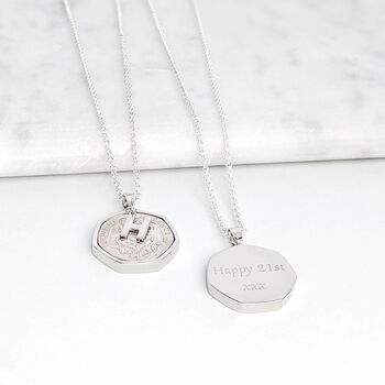 Personalised 18th / 21st Birthday 20p Initial Necklace, 2 of 7