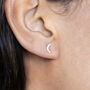 Sterling Silver Crescent Moon Stud Earrings, thumbnail 2 of 7
