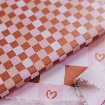 Terracotta Check Gift Wrap Set – Classic Checkerboard And Heart Designs For Romantic And Everyday Gifting, 6 of 6