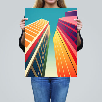 City Life Multi Color Vibrant Skyscraper Wall Art Print, 2 of 6