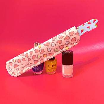 Pink Leopard Nail File Holder Personalised, 2 of 4