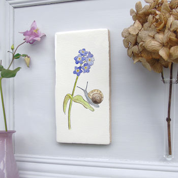 Forget Me Not And Snail Ceramic Wall Art Tile, 2 of 5