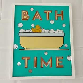 Bath Time Gold And Silver Leaf Retro Signage Hand Made, 5 of 5