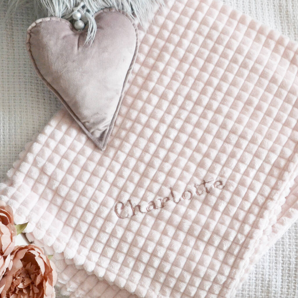 Personalised Pink Embossed Baby Blanket By D Caro