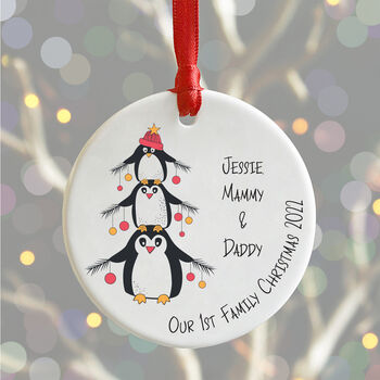 Personalised Penguin Family Christmas Decoration, 3 of 5