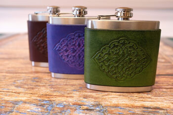 Hand Dyed Leather Flask 6oz, 3 of 12