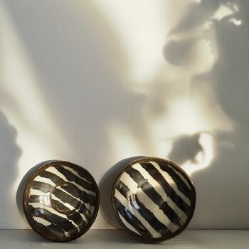Handmade Ceramic Zebra Stripes Gold Ring Dish, 7 of 8