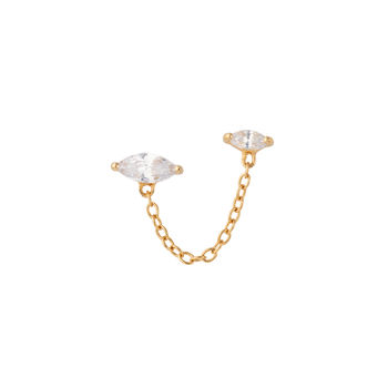 Droplet Double Stud Earrings With Chain Connector, 2 of 6