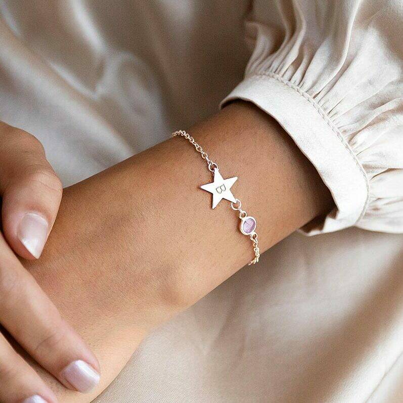 Personalised Initial Star Birthstone Bracelet, 1 of 7