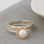 Silver And 9ct Gold Pearl Stacking Ring Set, thumbnail 3 of 7