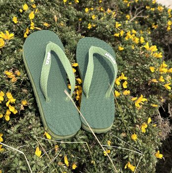 Earthy Green Natural Rubber Flip Flops, 4 of 12