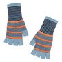 Blue Tuck Stitch Fingerless Lambswool Gloves, thumbnail 2 of 4