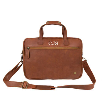 Personalised Leather Compact Laptop Satchel, 4 of 12