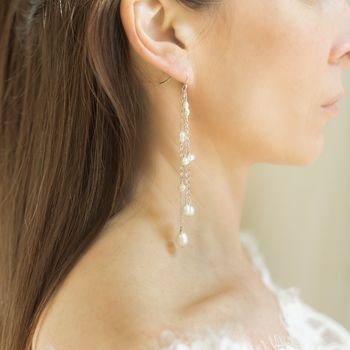 Luna Long Pearl Dangle Earrings, 4 of 9