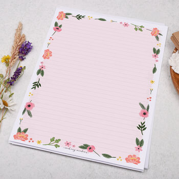 A4 Letter Writing Paper With Pink Floral Border, 3 of 4