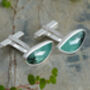 Natural Emerald Cufflinks In Solid Sterling Silver, thumbnail 3 of 3